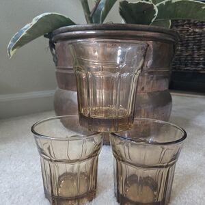 Anchor Hocking Amber Glass Tumbler Trio